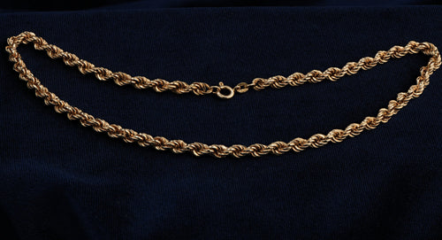 Solid 9ct Yellow Gold Italian Rope Chain Necklace 41cm 10.7g 375 UK Hallmarked