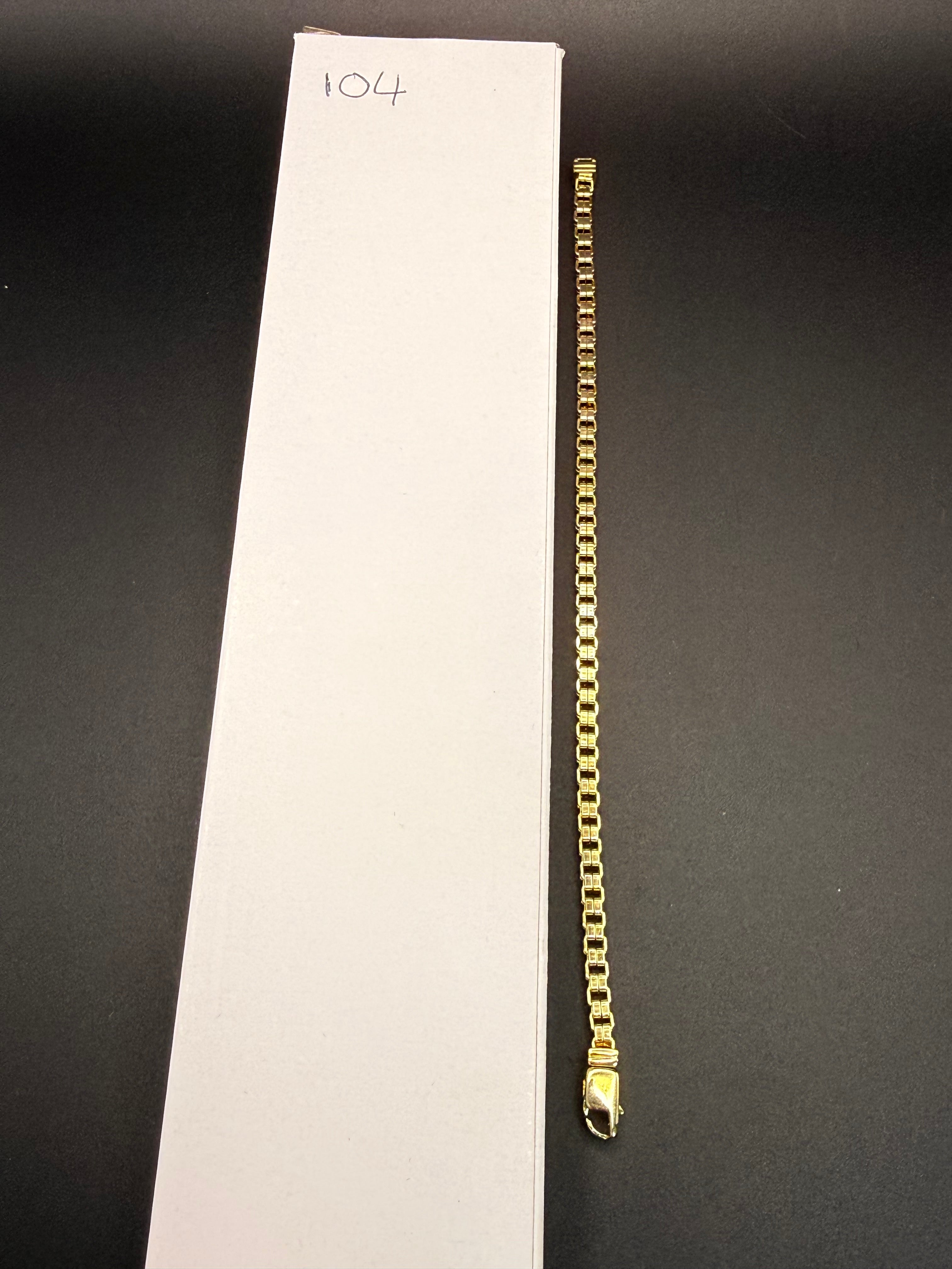 Solid 9ct Yellow Gold Box Link Bracelet 19cm 8.9g 375 London
