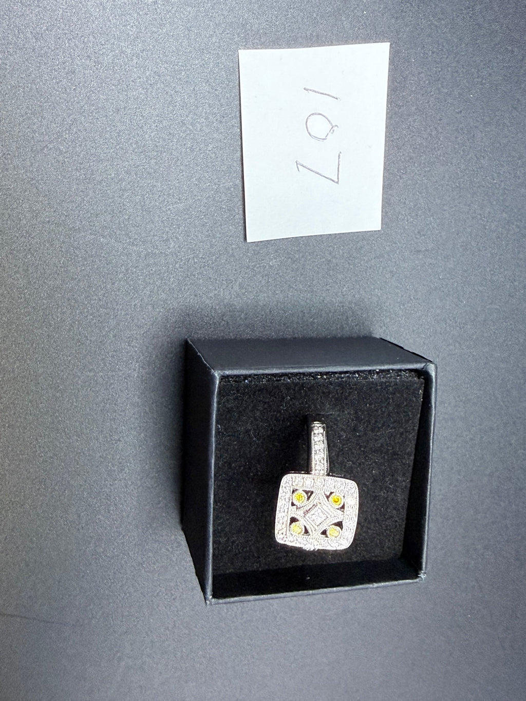 V&Co 18ct White Gold Art Deco Diamond Panel Ring Size M 1/2 6.8g 750
