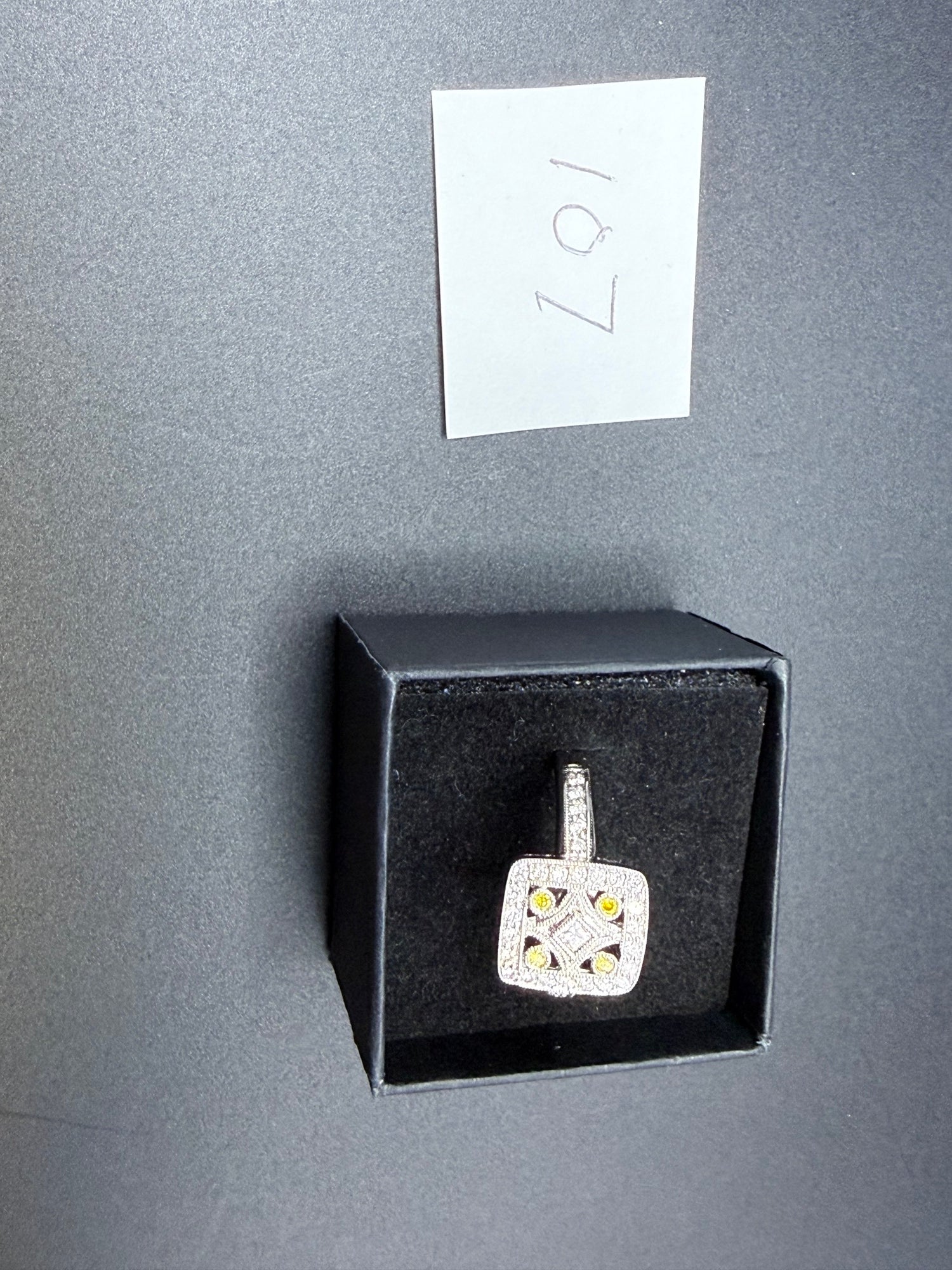 V&Co 18ct White Gold Art Deco Diamond Panel Ring Size M 1/2 6.8g 750