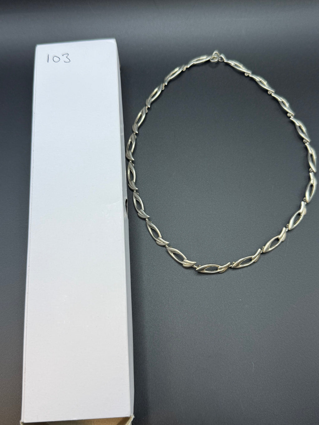 Sterling Silver Fancy Leaf Link Necklace 40cm 22.7g 925 Satin