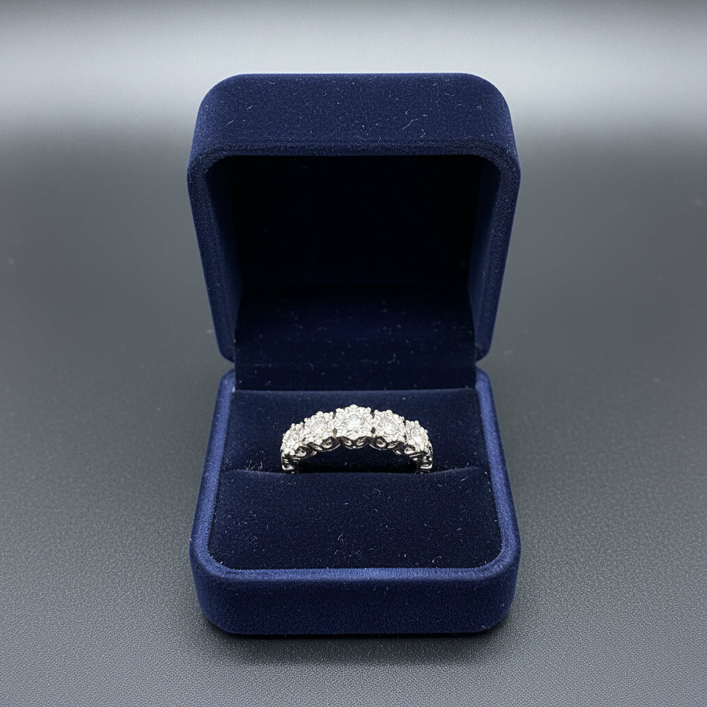18ct White Gold Five Stone Diamond Ring Size R 1/2 5.2g 750 London