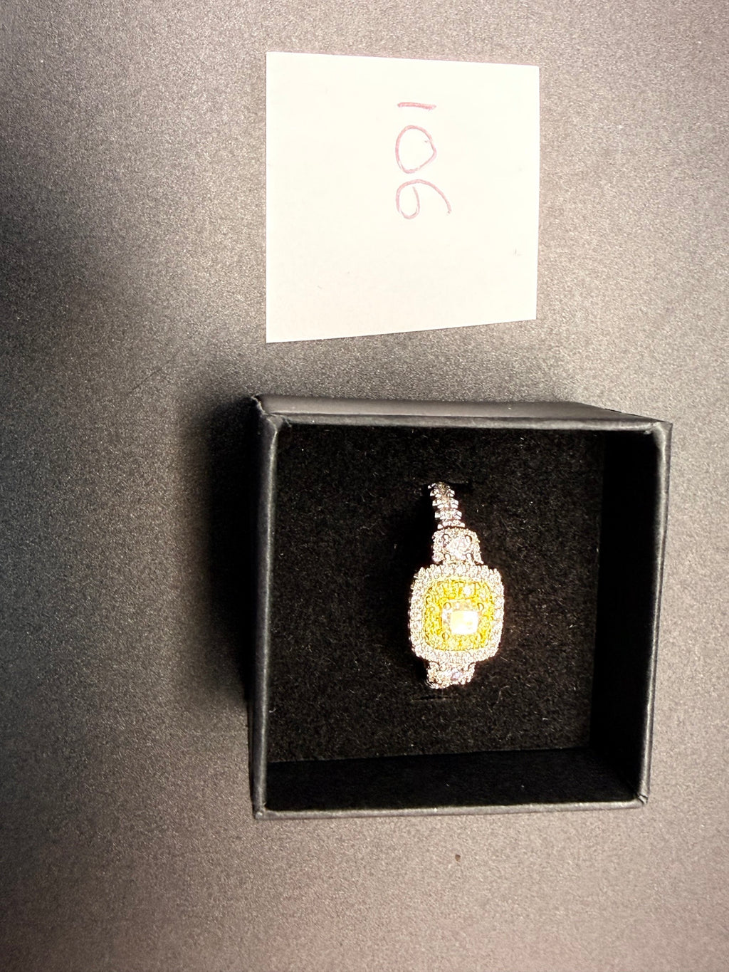 Effy 18ct White Gold Fancy Yellow Diamond Double Halo Ring Size O 1/2 4.9g