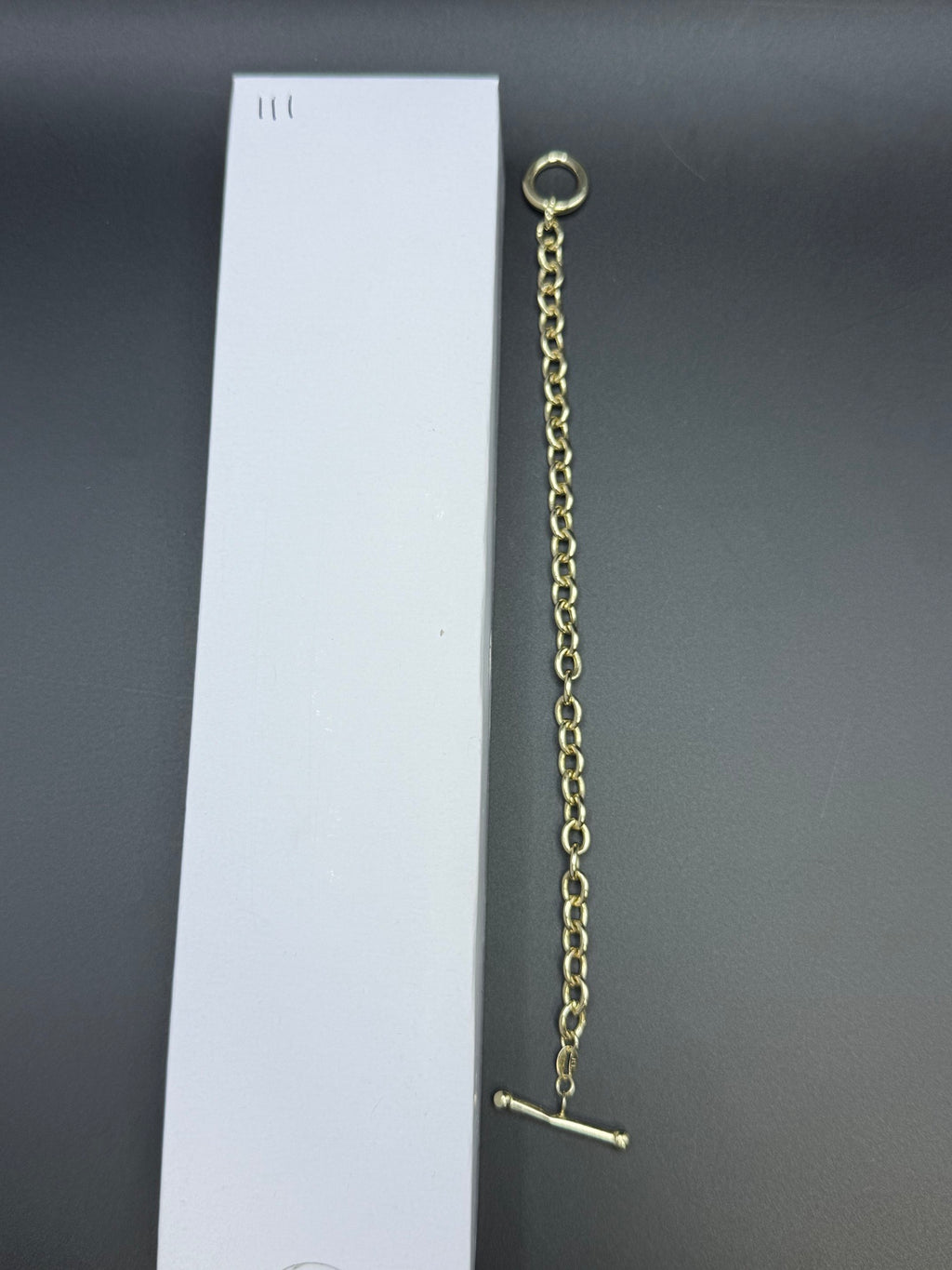Solid 9ct Yellow Gold Belcher Bracelet T-Bar Toggle 19.5cm 4.4g 375