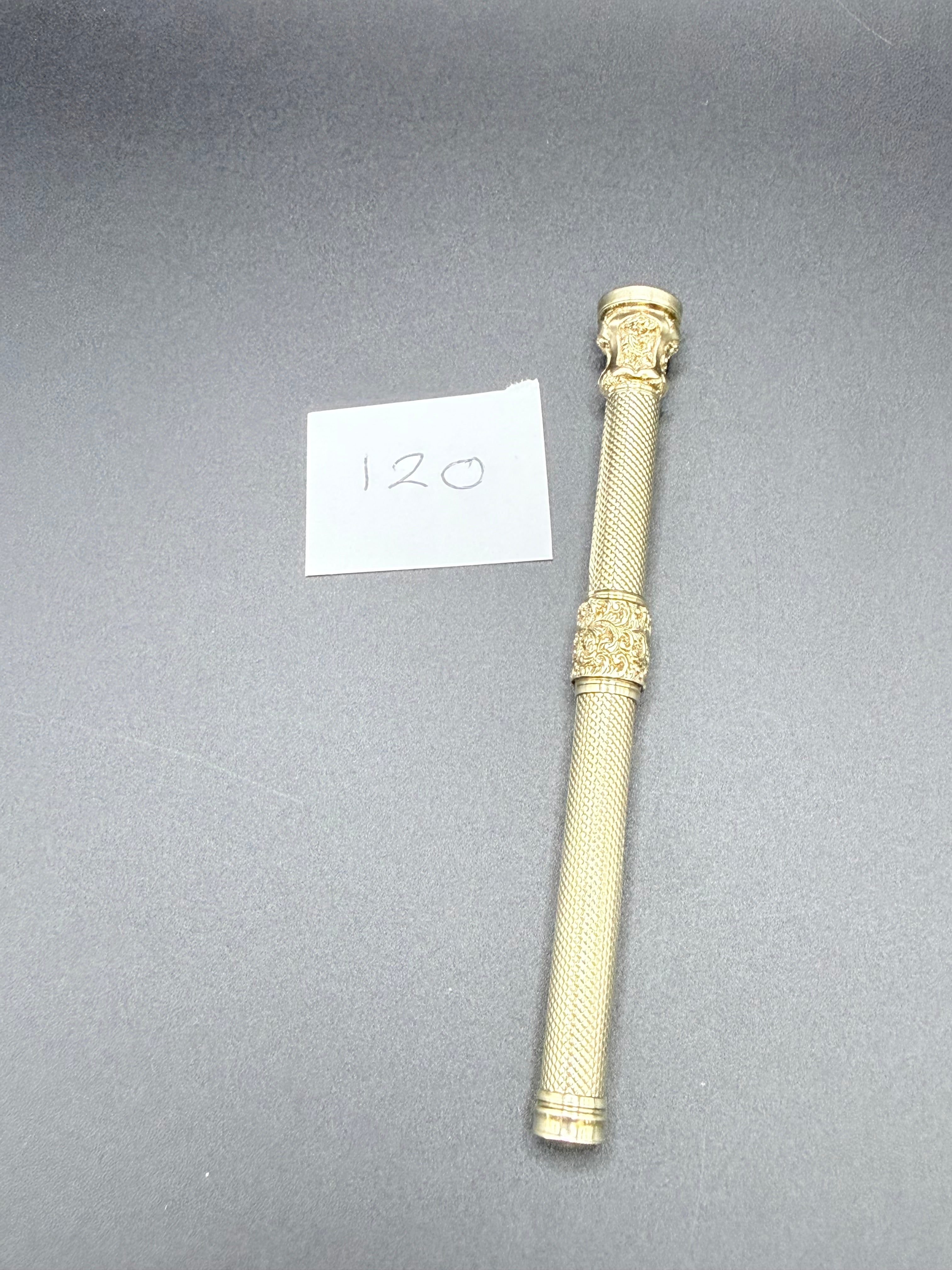 Antique Victorian 9ct Gold Propelling Pencil 18.2g Seal Top Engine Turned