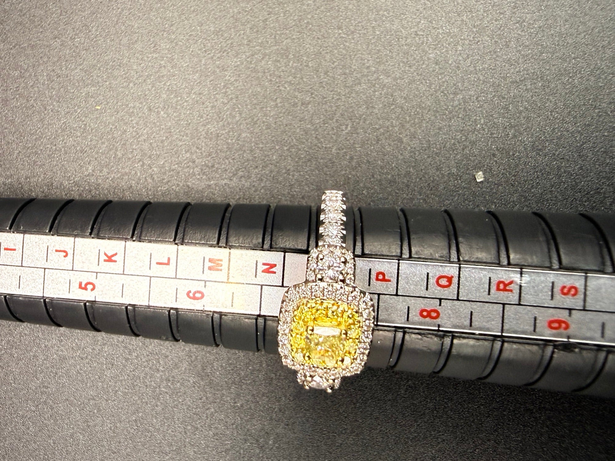 Effy 18ct White Gold Fancy Yellow Diamond Double Halo Ring Size O 1/2 4.9g