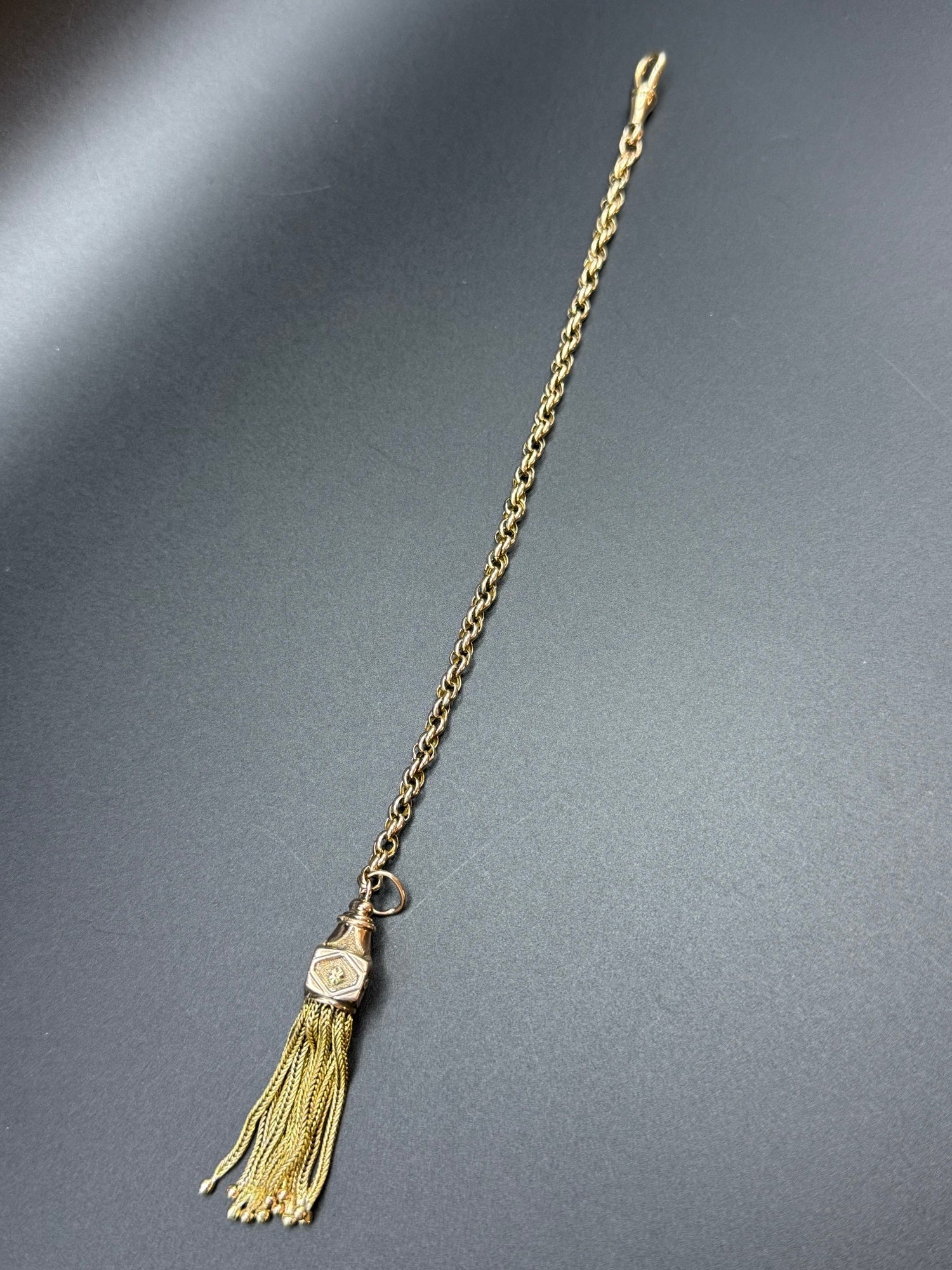 Antique Victorian 9ct Gold Albertina Bracelet Tassel Drop 14.4g Tested