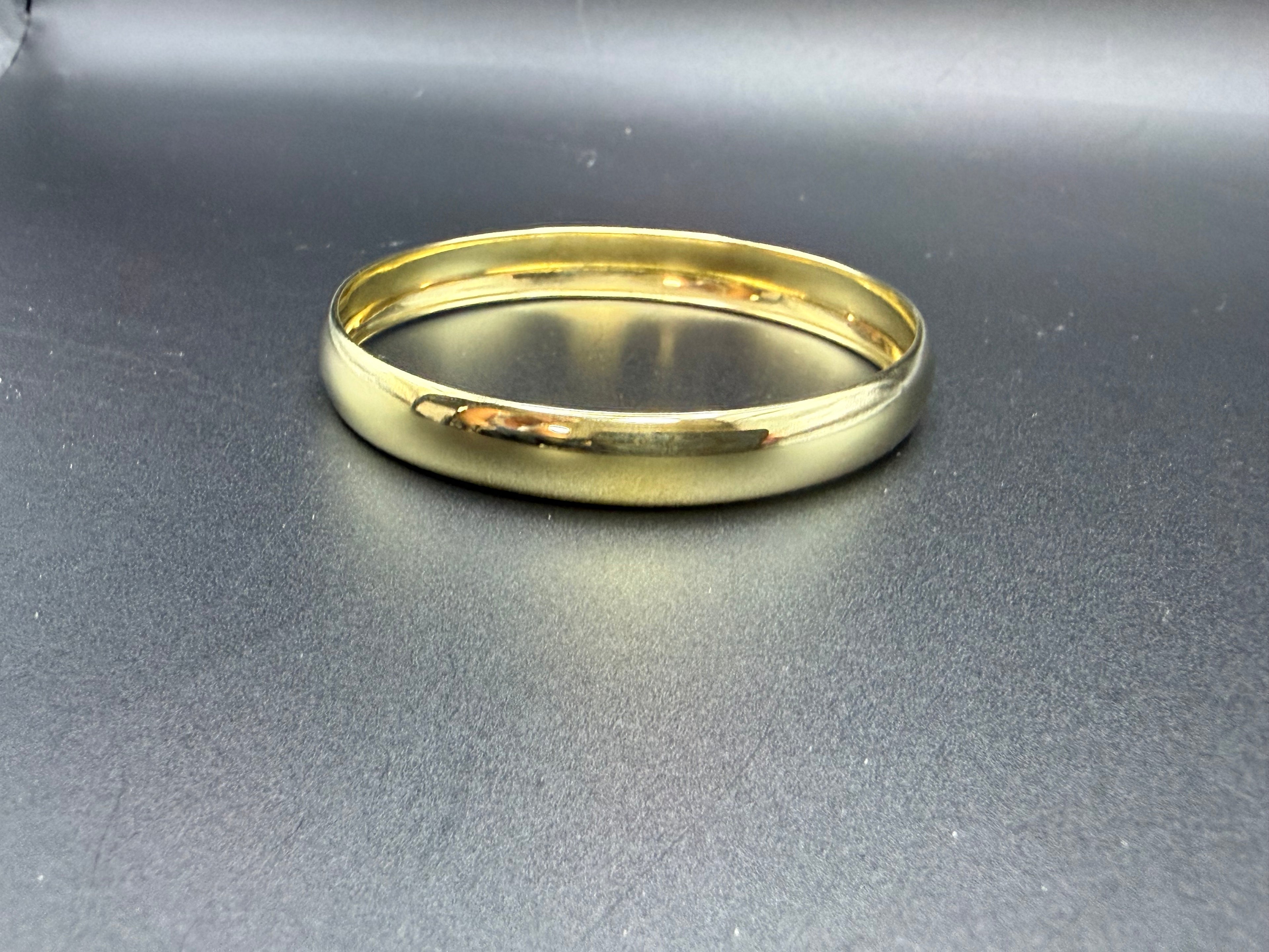 Solid 9ct Yellow Gold D-Section Slip-On Bangle 7.5g 375 London
