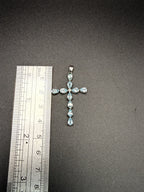9ct white gold London blue topaz cross pendant