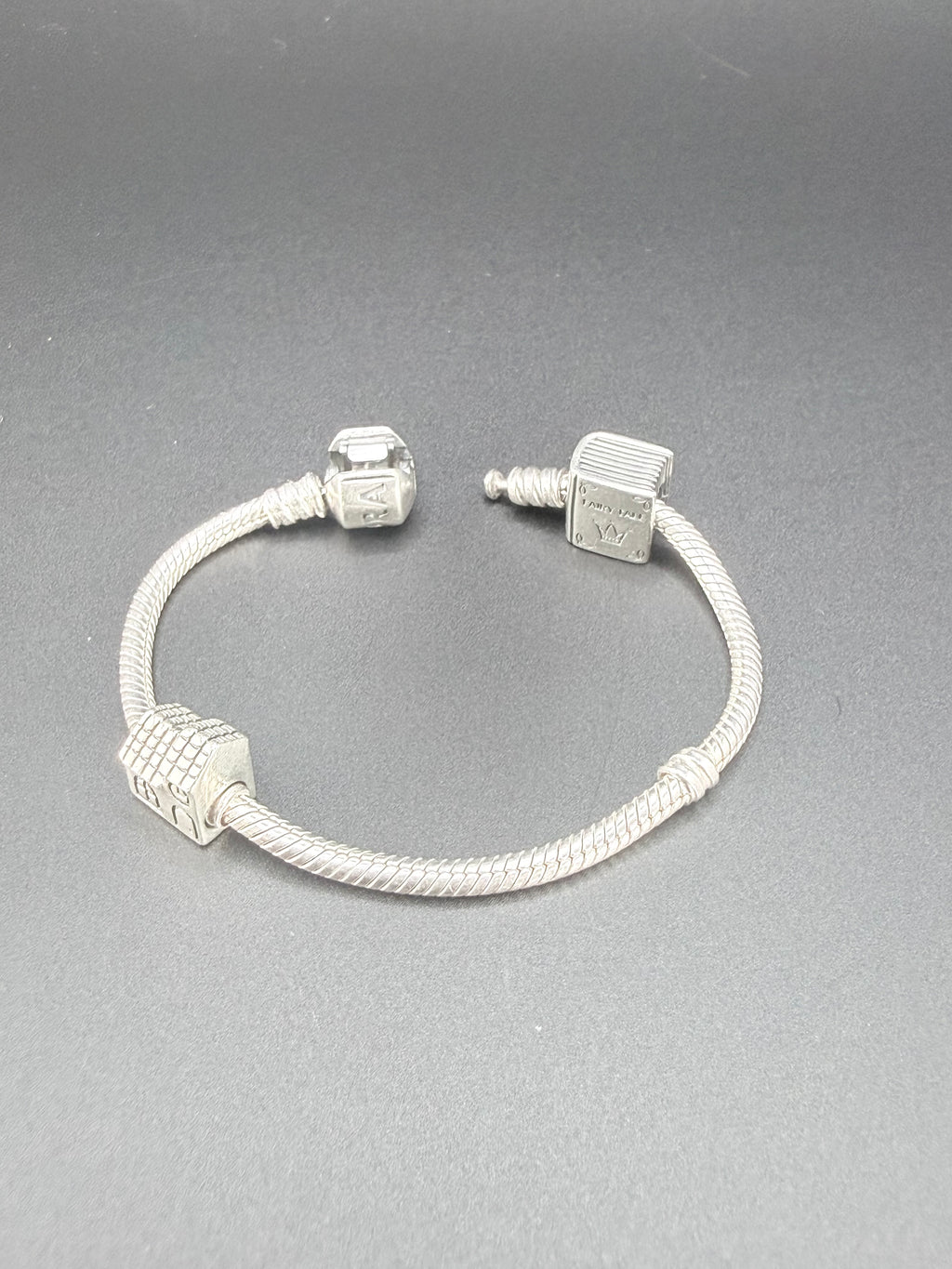 Pandora Sterling Silver Charm Bracelet with Two Charms 21.1g 925