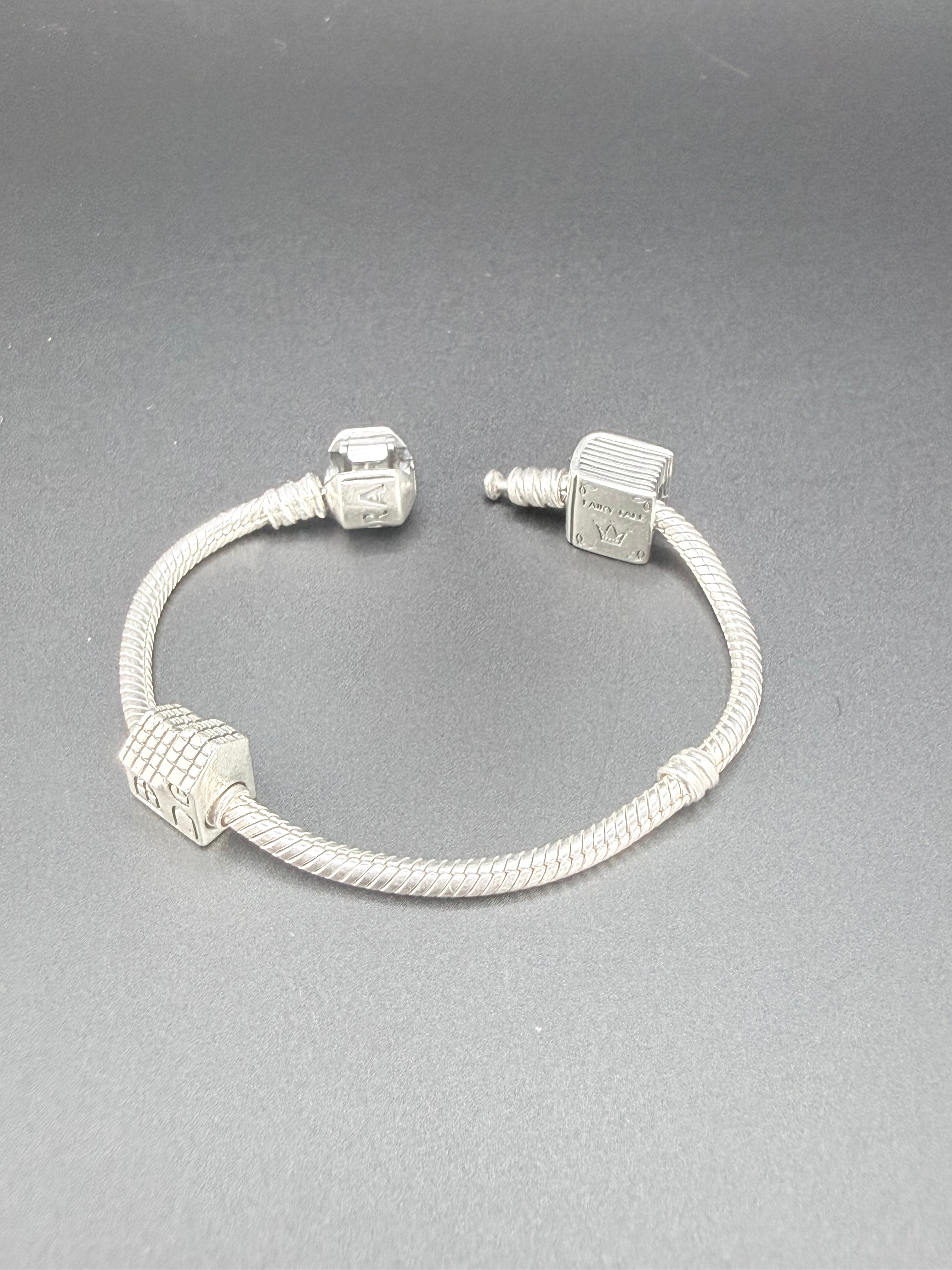 Pandora Sterling Silver Charm Bracelet with Two Charms 21.1g 925