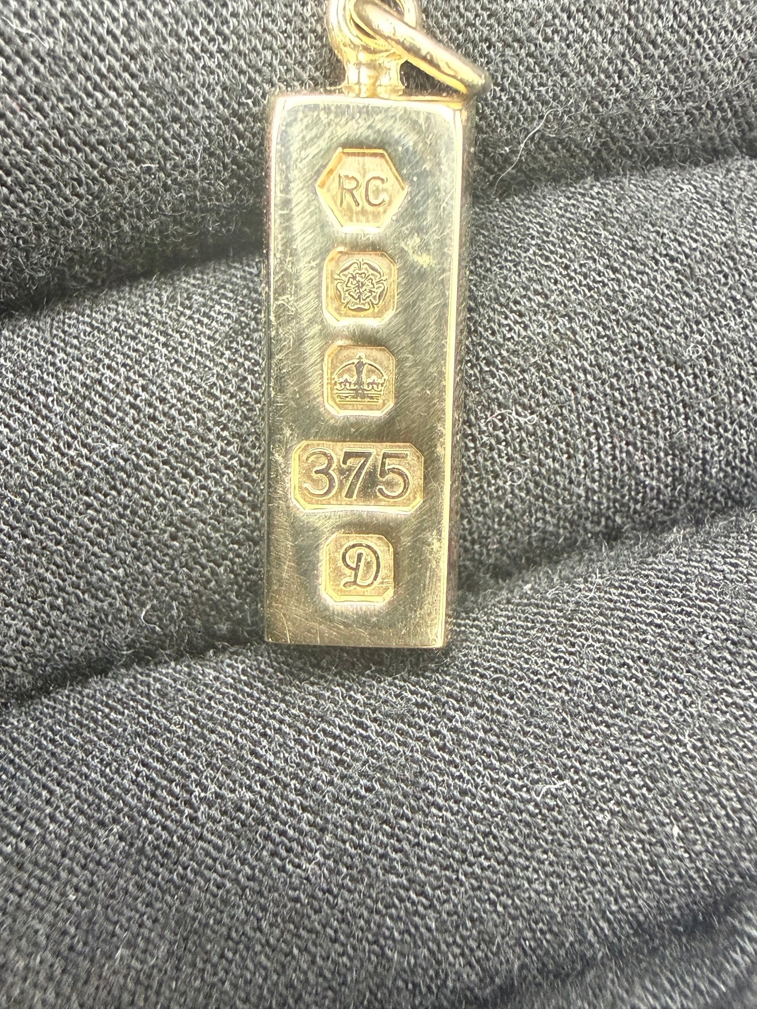 Solid 9ct Gold Ingot Pendant 7.8g 375 Hallmarked