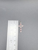 9ct white gold padparadscha sapphire and diamond cross pendant