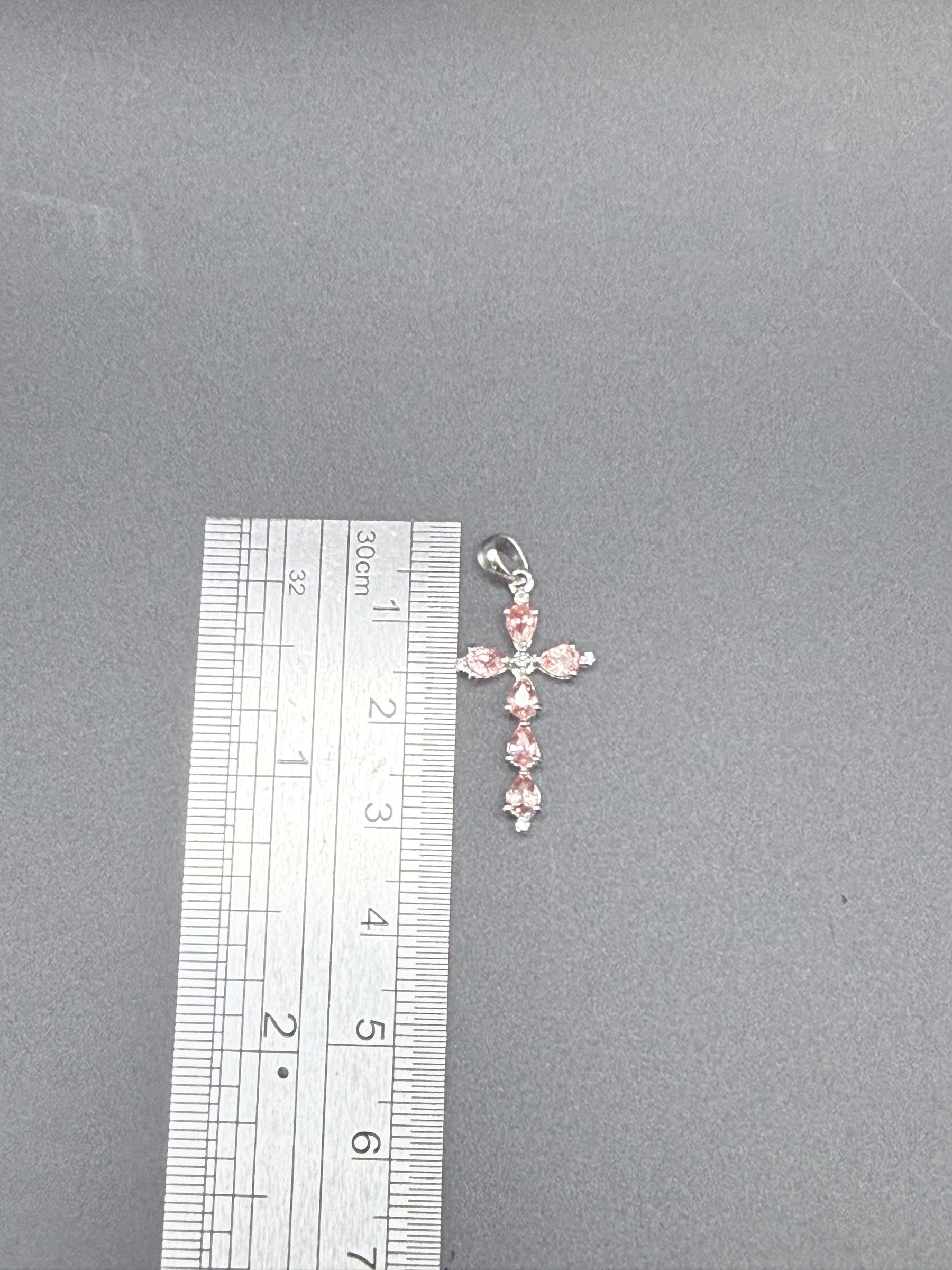 9ct white gold padparadscha sapphire and diamond cross pendant