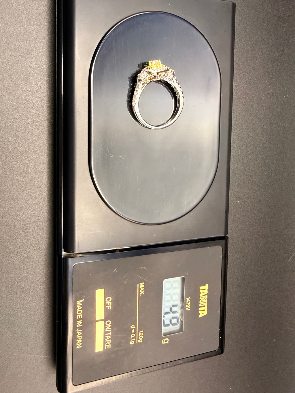 Effy 18ct White Gold Fancy Yellow Diamond Double Halo Ring Size O 1/2 4.9g