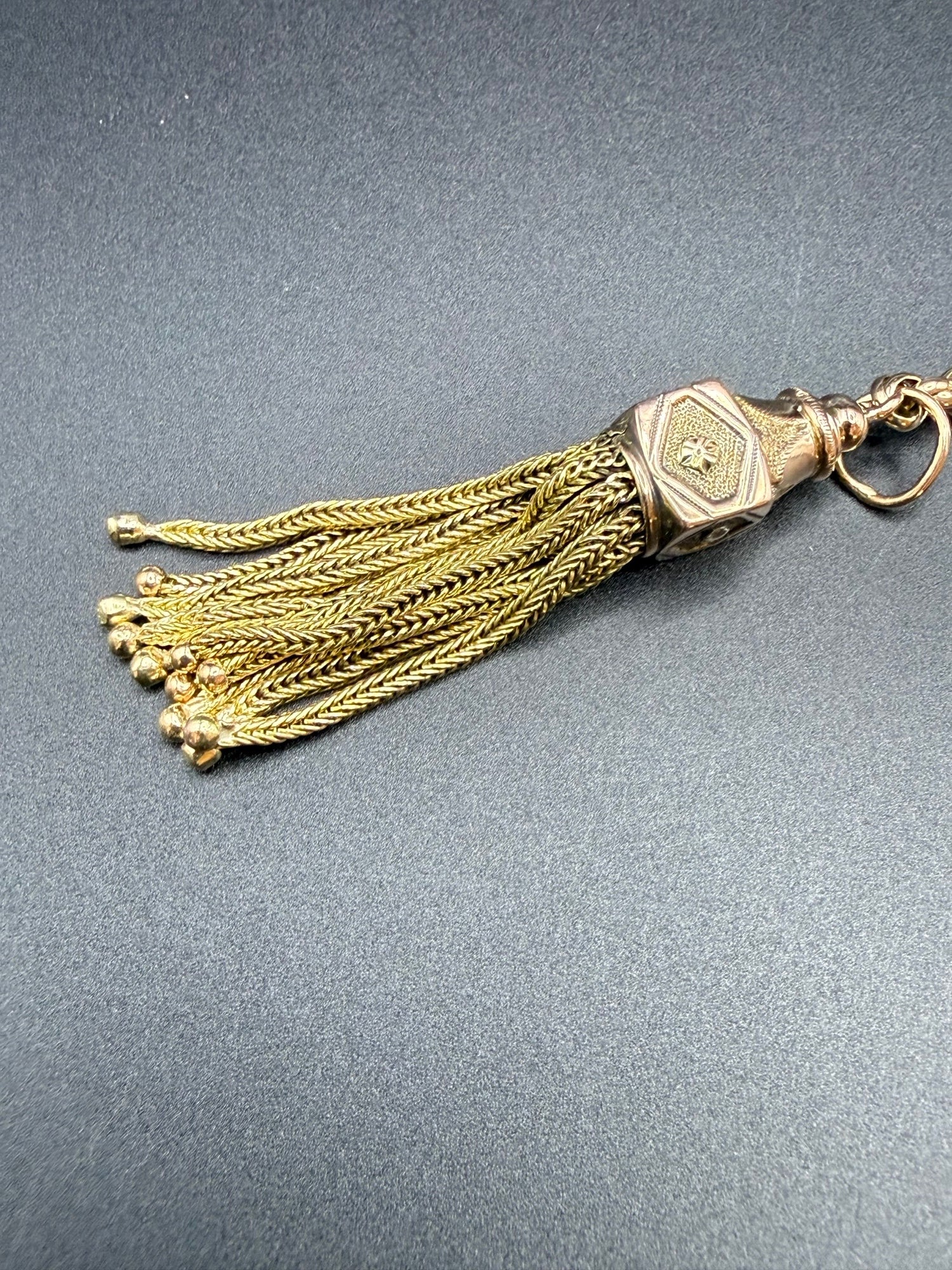 Antique Victorian 9ct Gold Albertina Bracelet Tassel Drop 14.4g Tested