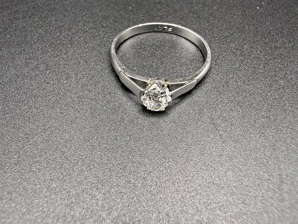 Platinum 0.30ct Old Mine Cut Diamond Solitaire Ring Size P 1/2 G Colour