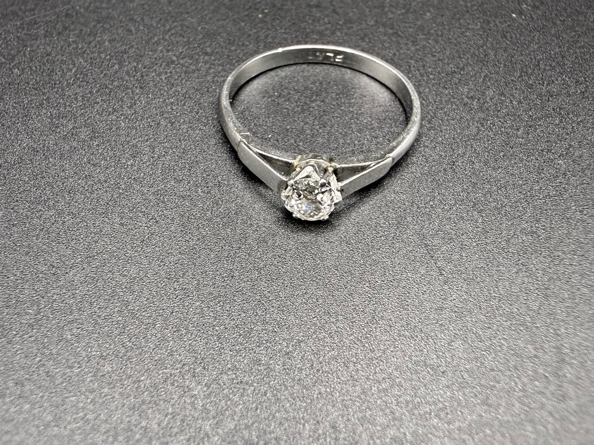 Platinum 0.30ct Old Mine Cut Diamond Solitaire Ring Size P 1/2 G Colour