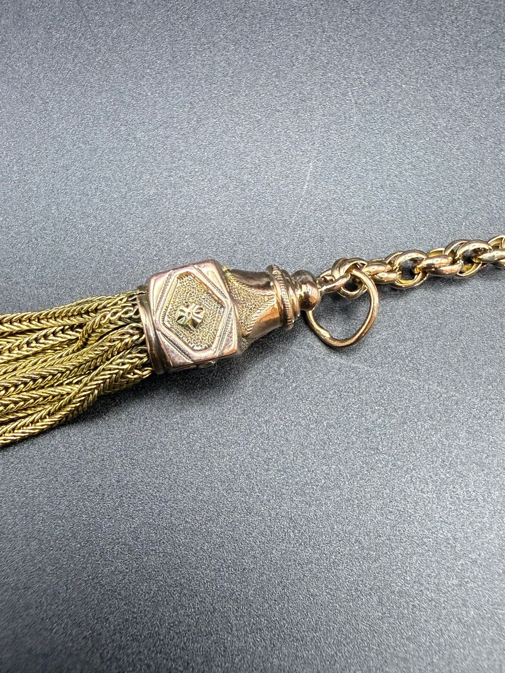 Antique Victorian 9ct Gold Albertina Bracelet Tassel Drop 14.4g Tested