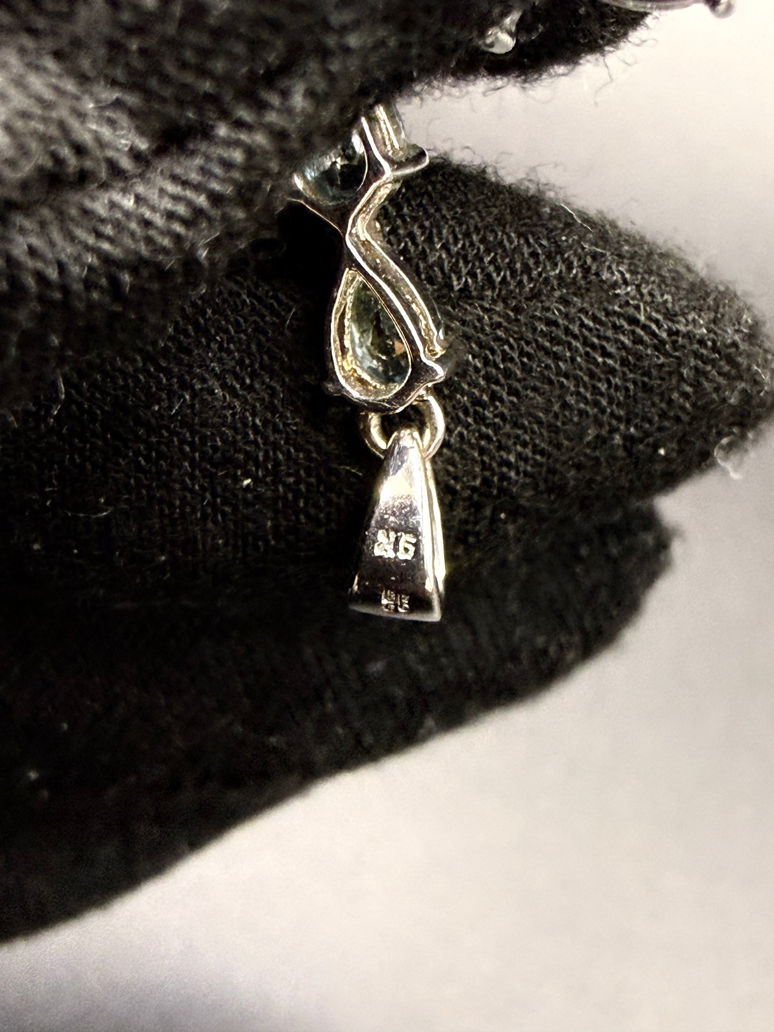 9ct White Gold Blue Topaz Cross Pendant 2.7g Hallmarked