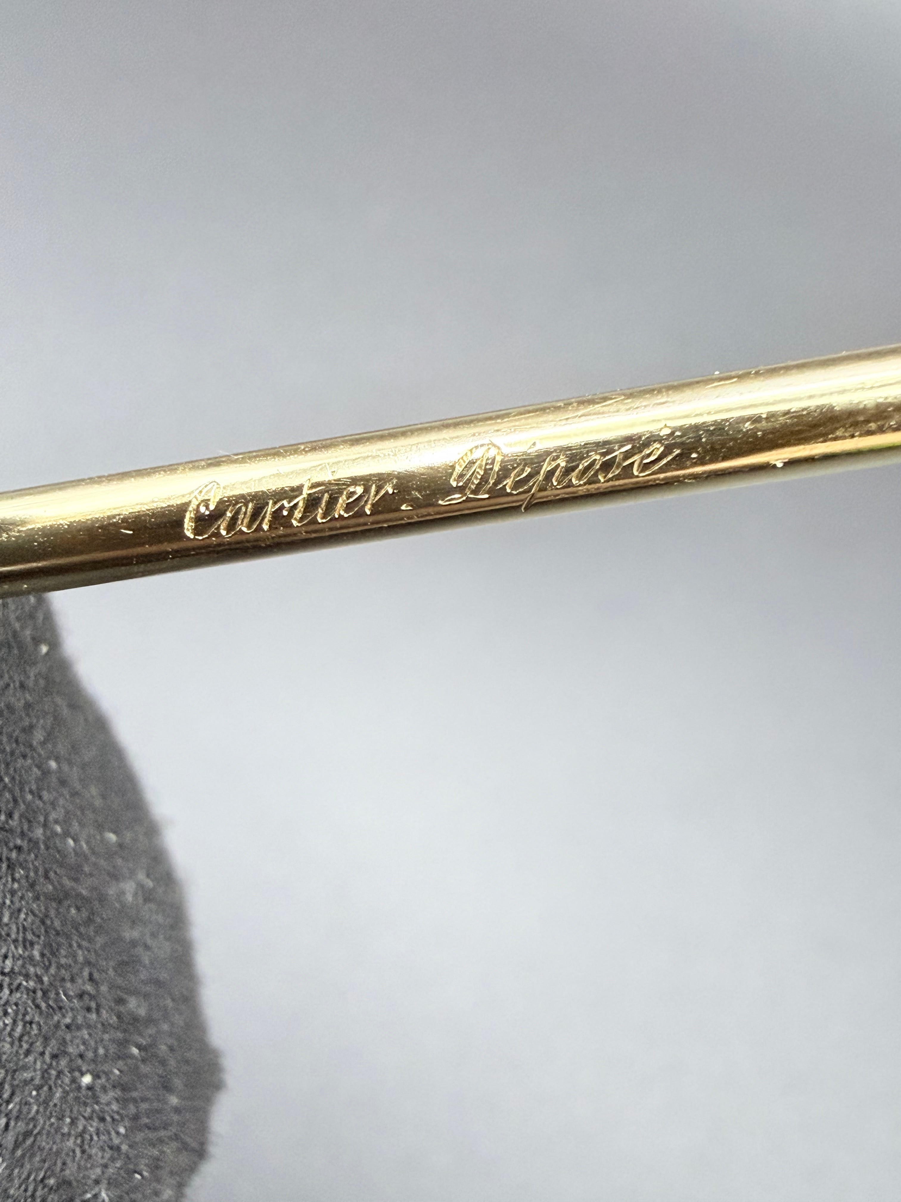 Cartier 18ct Gold Swizzle Stick Signed Depose French Eagle Head Hallmark Paris