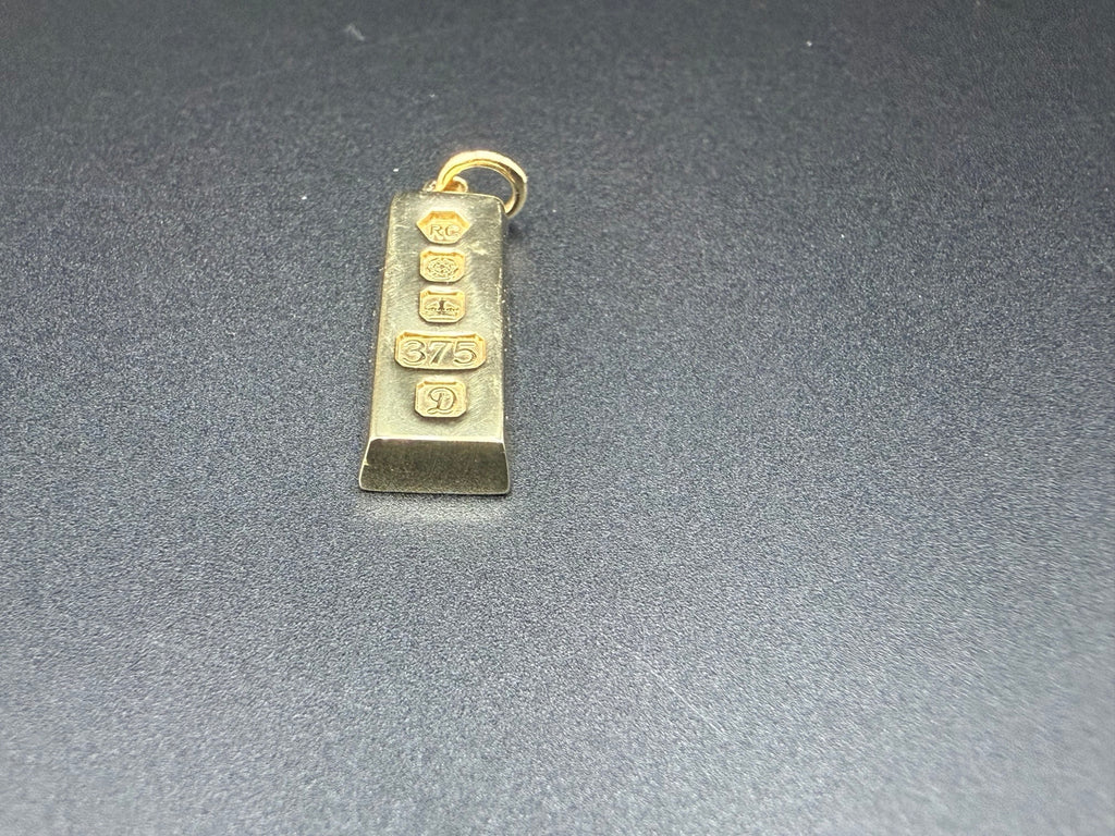 Solid 9ct Gold Ingot Pendant 7.8g 375 Hallmarked