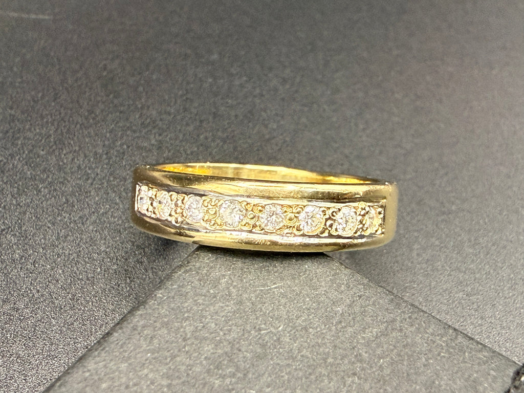Solid 9ct Gold Diamond Half Eternity Band Ring Size U 1/2 6.1g 375