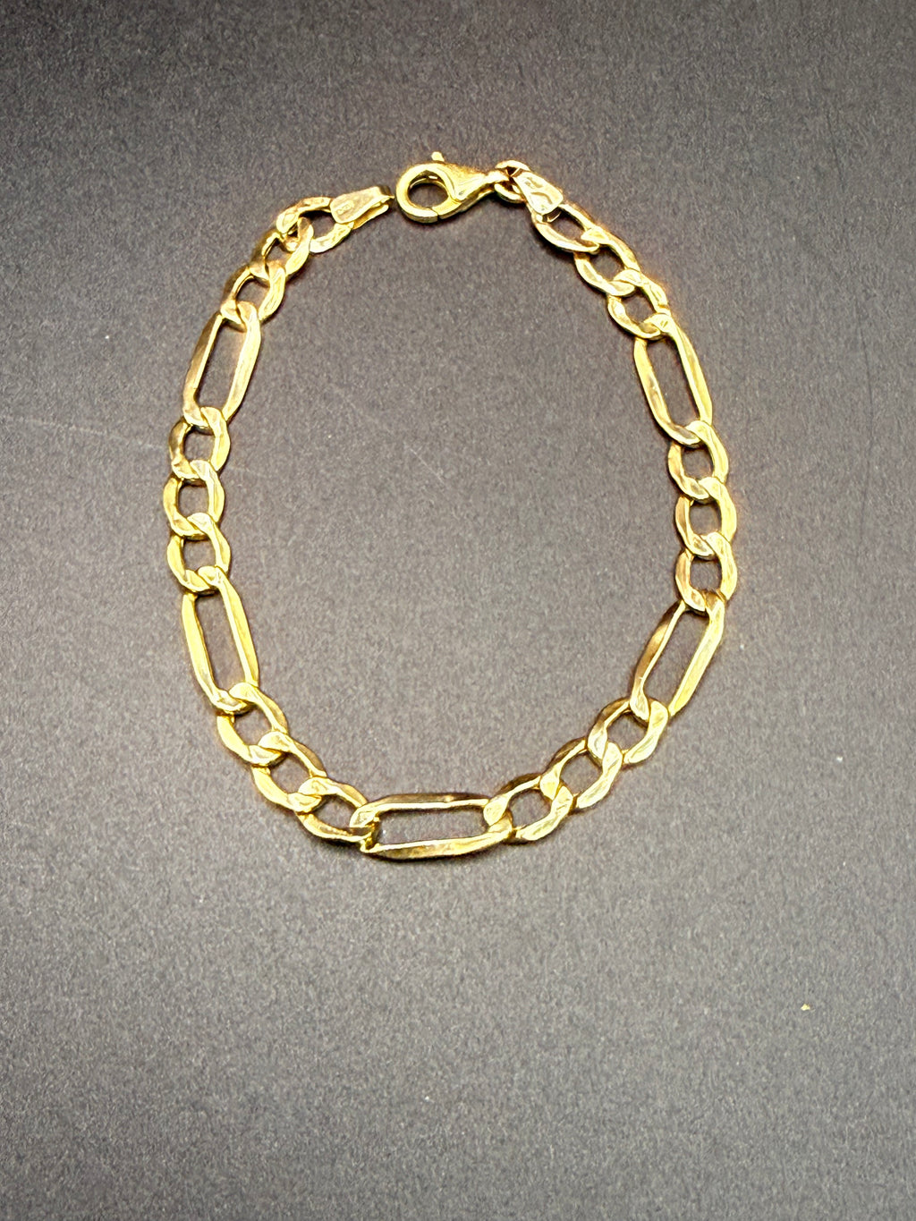Solid 9ct Yellow Gold Figaro Bracelet 18cm 2.8g 375 Hallmarked