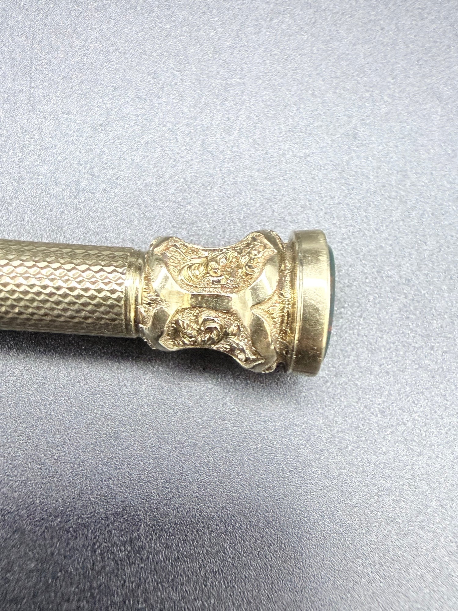Antique Victorian 9ct Gold Propelling Pencil 18.2g Seal Top Engine Turned
