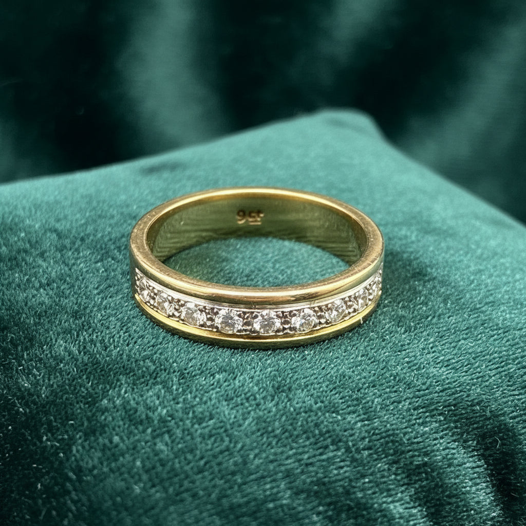 Solid 9ct Gold Diamond Half Eternity Band Ring Size U 1/2 6.1g 375