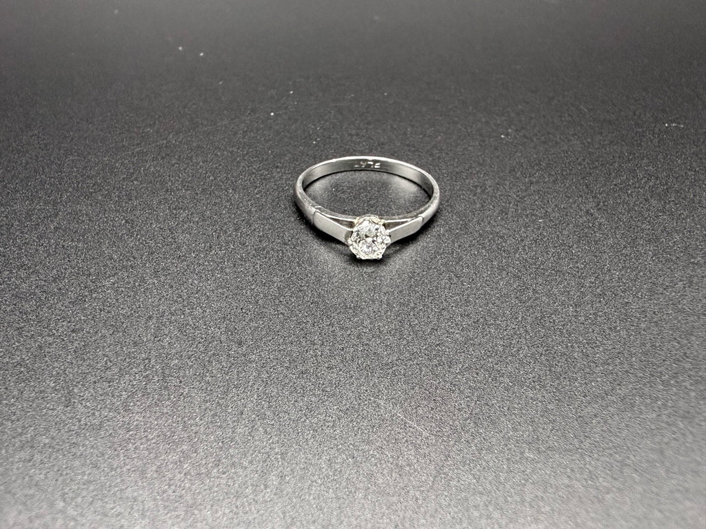 Platinum 0.30ct Old Mine Cut Diamond Solitaire Ring Size P 1/2 G Colour