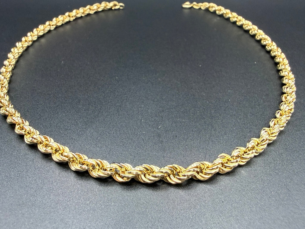 Solid 9ct Yellow Gold Italian Rope Chain Necklace 41cm 10.7g 375