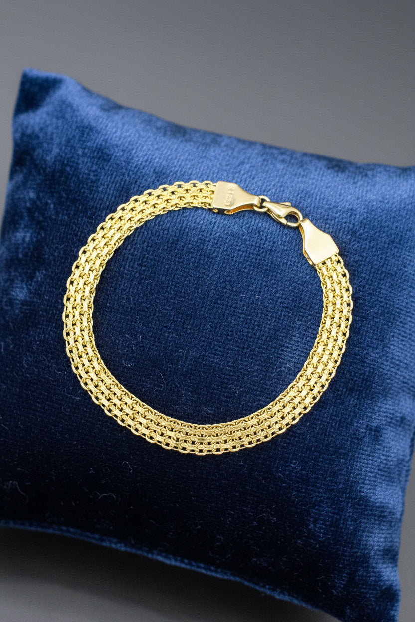 Solid 14ct Yellow Gold Italian Mesh Bracelet 18.5cm 7.5g 585