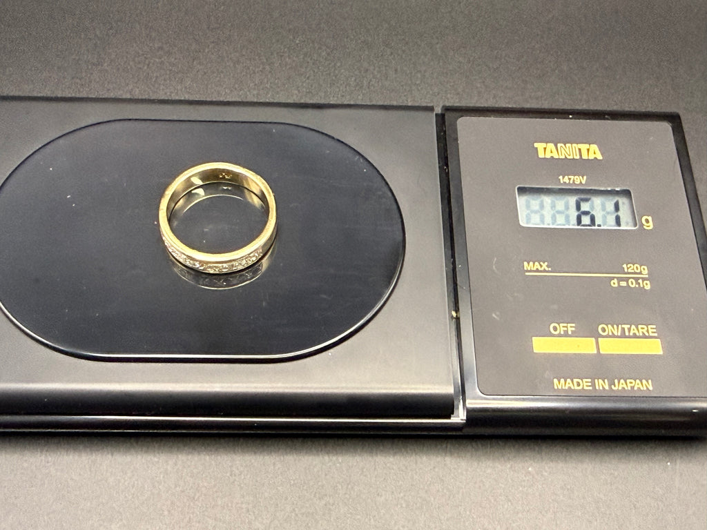 Solid 9ct Gold Diamond Half Eternity Band Ring Size U 1/2 6.1g 375