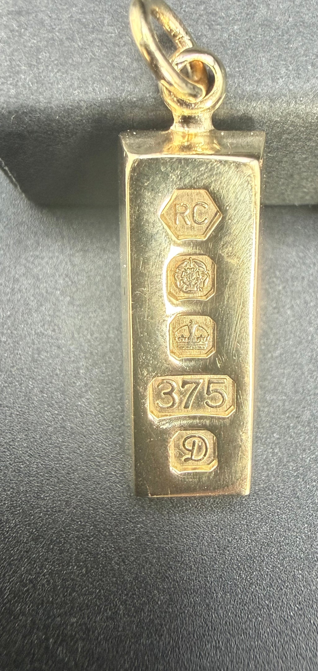 Solid 9ct Gold Ingot Pendant 7.8g 375 Hallmarked