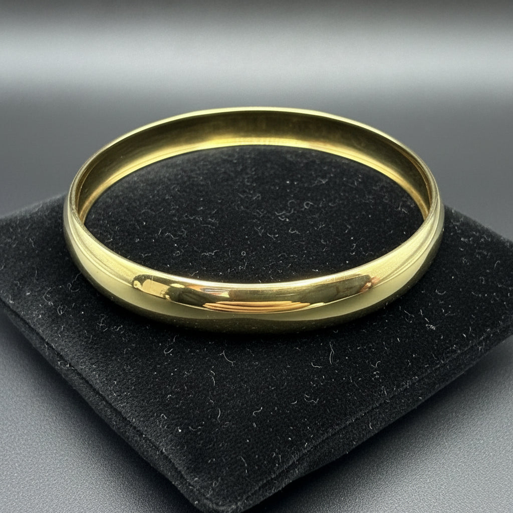 Solid 9ct Yellow Gold D-Section Slip-On Bangle 7.5g 375 London