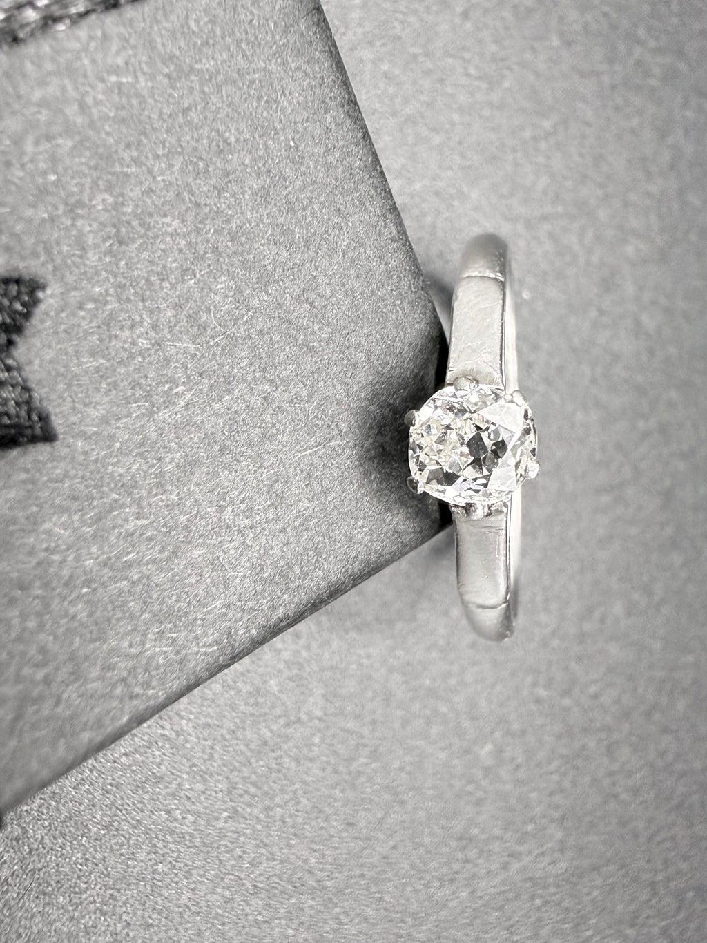 Platinum 0.30ct Old Mine Cut Diamond Solitaire Ring Size P 1/2 G Colour
