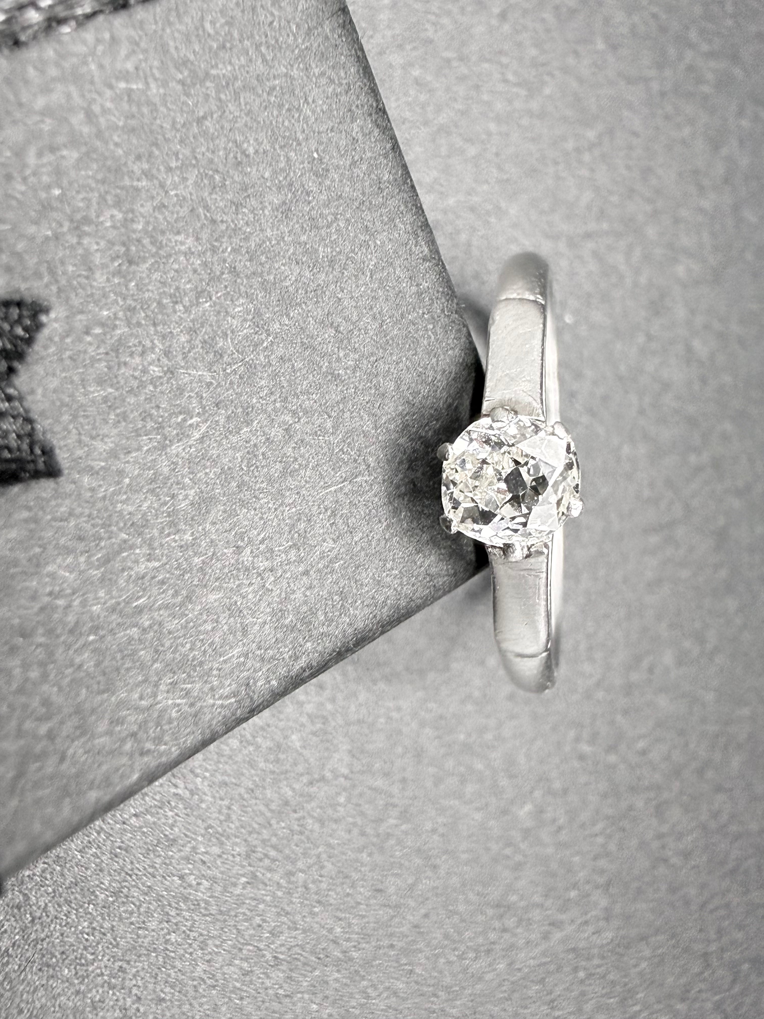Platinum 0.30ct Old Mine Cut Diamond Solitaire Ring Size P 1/2 G Colour