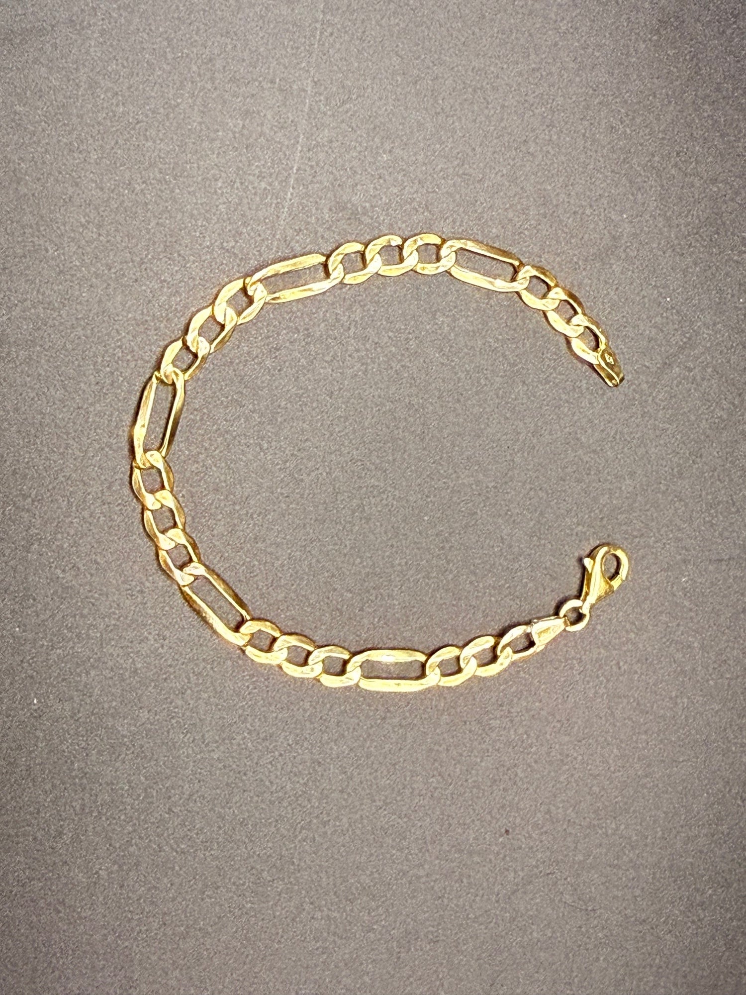 Solid 9ct Yellow Gold Figaro Bracelet 18cm 2.8g 375 Hallmarked