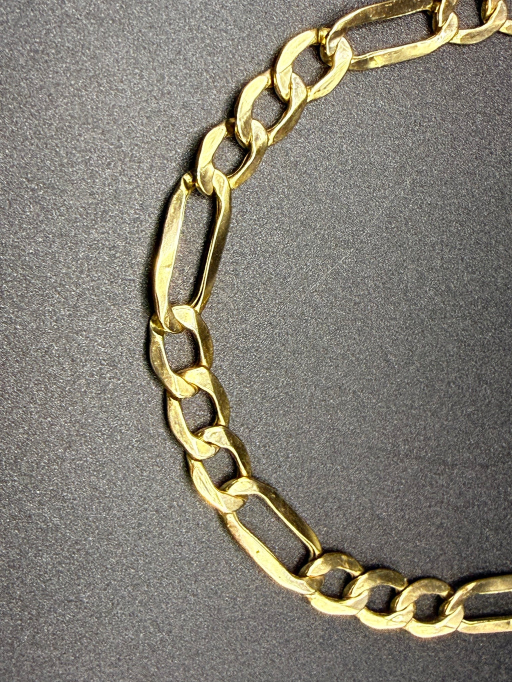 Solid 9ct Yellow Gold Figaro Bracelet 18cm 2.8g 375 Hallmarked