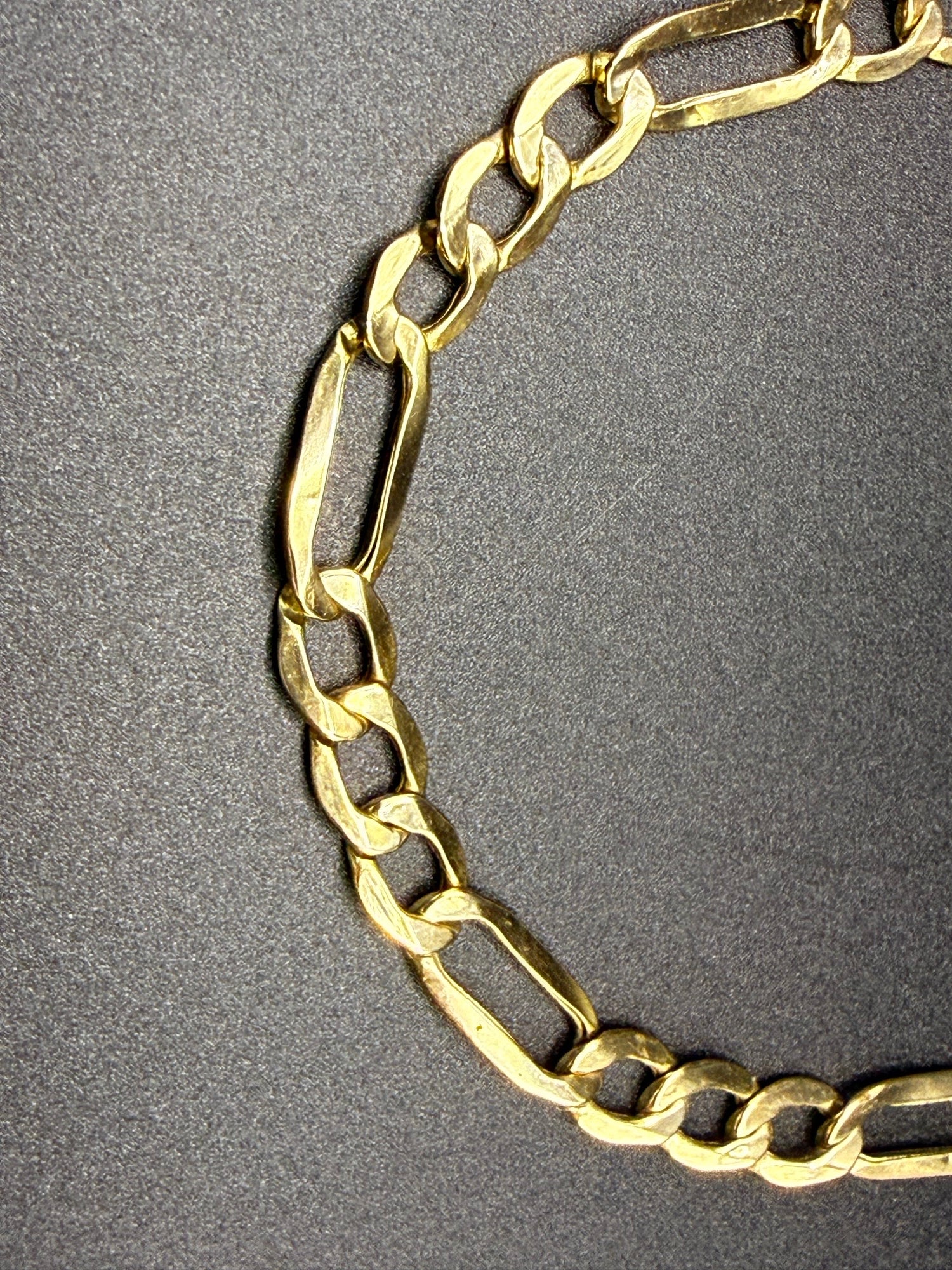 Solid 9ct Yellow Gold Figaro Bracelet 18cm 2.8g 375 Hallmarked