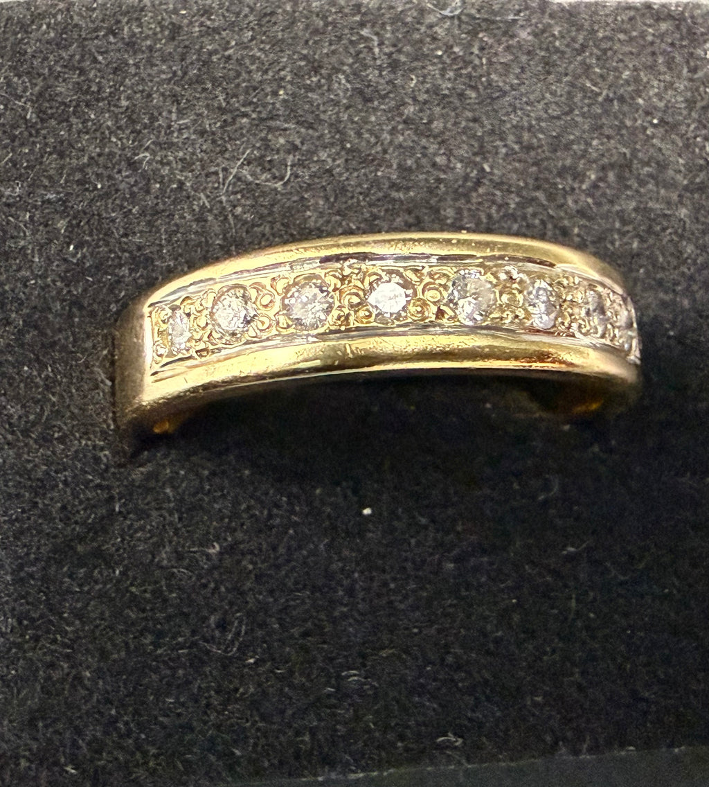 Solid 9ct Gold Diamond Half Eternity Band Ring Size U 1/2 6.1g 375