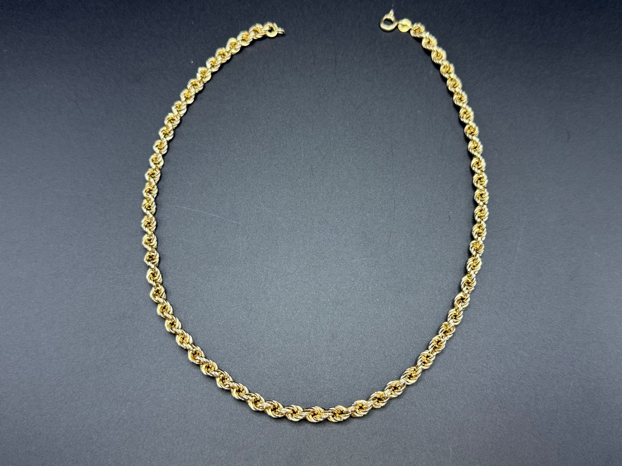 Solid 9ct Yellow Gold Italian Rope Chain Necklace 41cm 10.7g 375