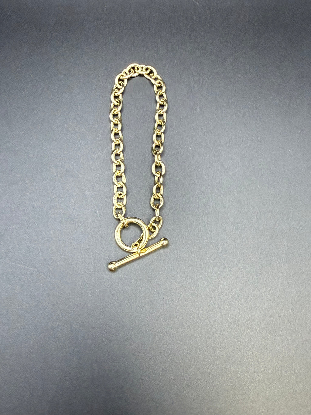Solid 9ct Yellow Gold Belcher Bracelet T-Bar Toggle 19.5cm 4.4g 375