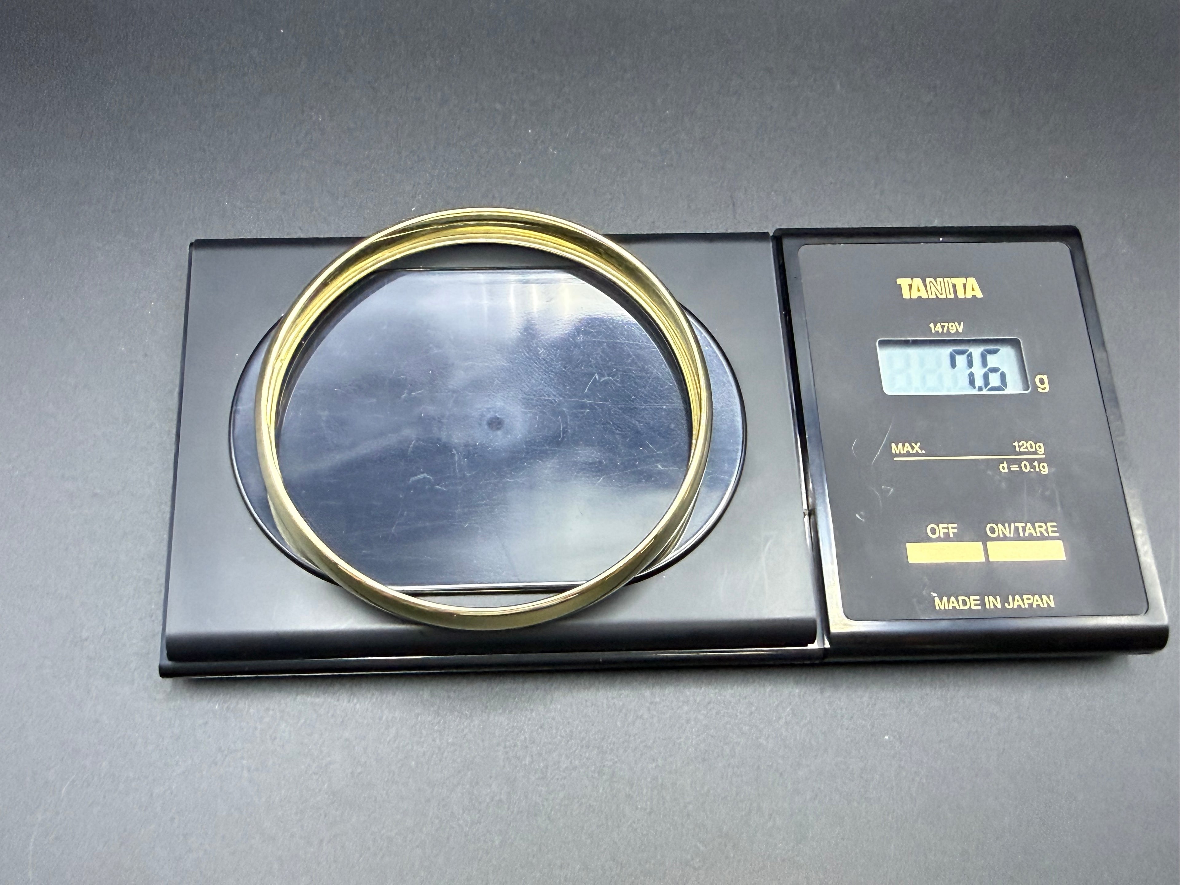 Solid 9ct Yellow Gold D-Section Slip-On Bangle 7.5g 375 London