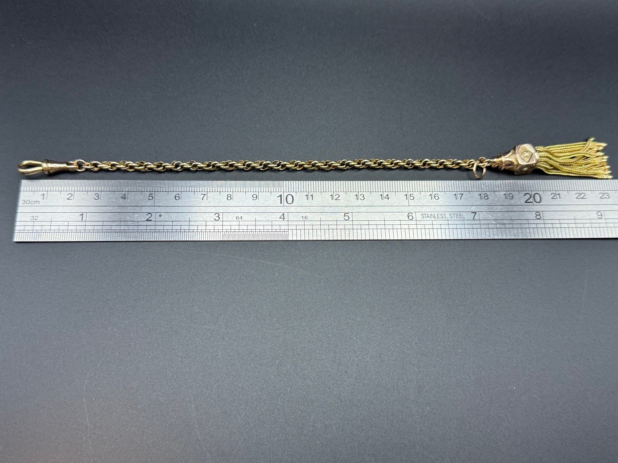 Antique Victorian 9ct Gold Albertina Bracelet Tassel Drop 14.4g Tested