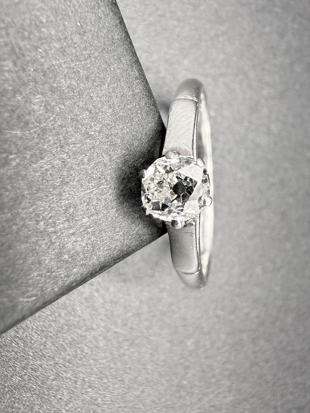 Platinum 0.30ct Old Mine Cut Diamond Solitaire Ring Size P 1/2 G Colour