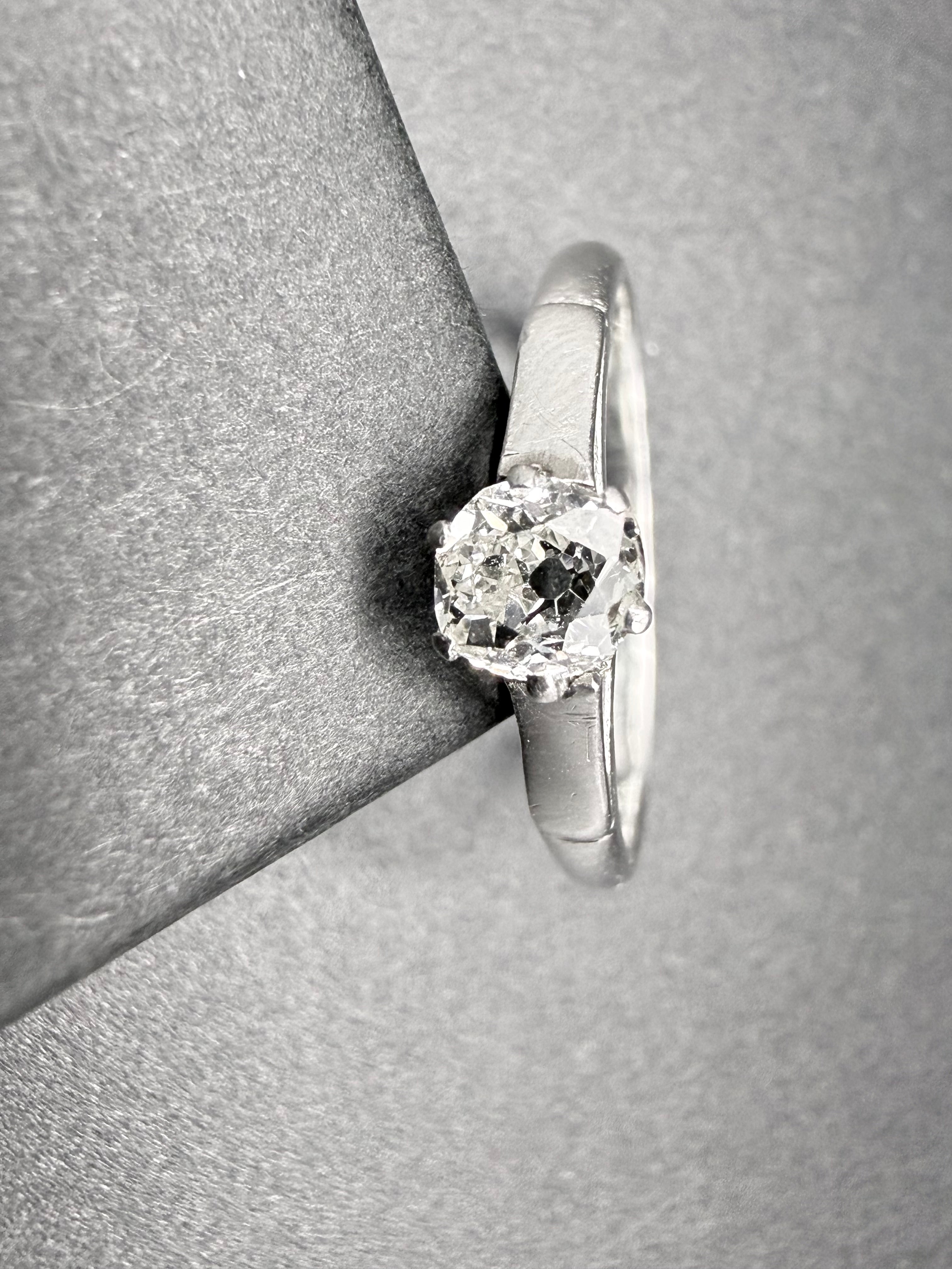 Platinum 0.30ct Old Mine Cut Diamond Solitaire Ring Size P 1/2 G Colour