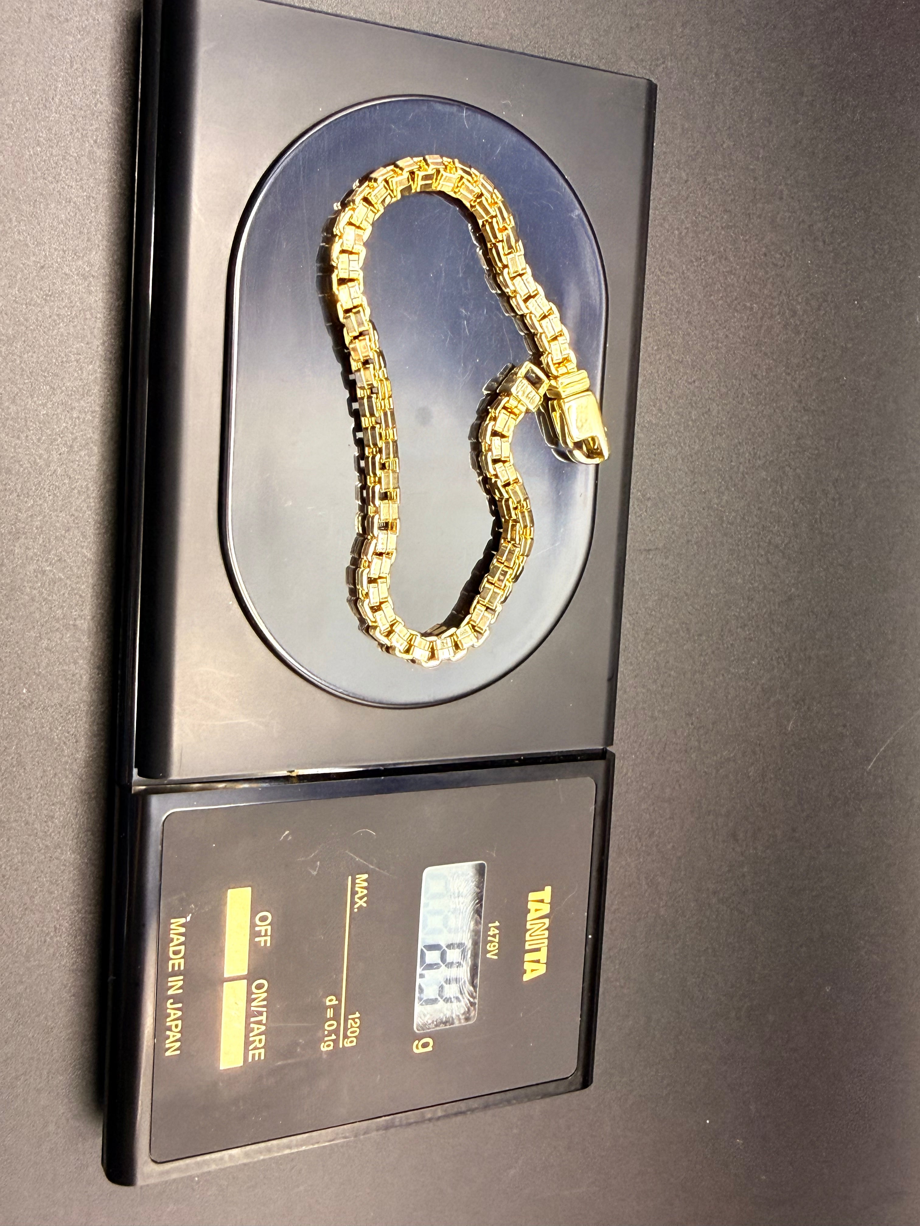 Solid 9ct Yellow Gold Box Link Bracelet 19cm 8.9g 375 London