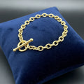 Solid 9ct Yellow Gold Belcher Bracelet T-Bar Toggle 19.5cm 4.4g 375